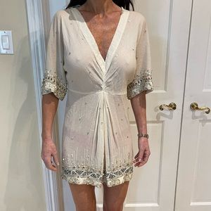 All saints white cover up dress with beads